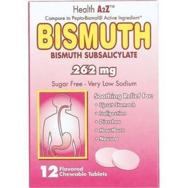 Healtha2z Bismuth, Bismuth Subsalicylate, 262 mg, Chewable Tablets - 12 chewable tablets