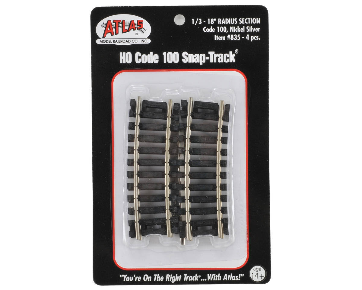 Atlas HO Code 100 Snap-Track - Nickel Silver, 1/3-18" Radius Section, x4