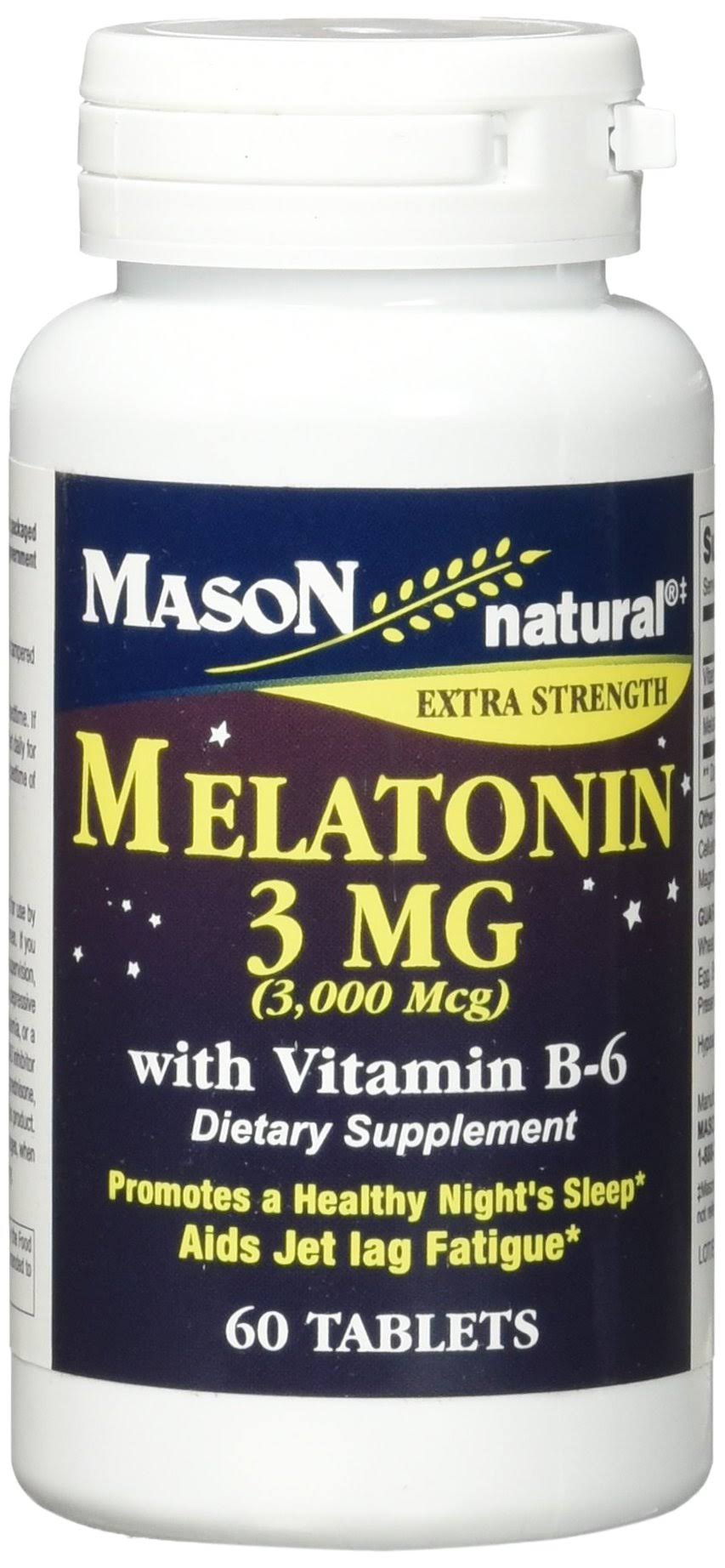 Mason Natural Melatonin Dietary Supplement - with Vitamin B-6, 60 Tablets