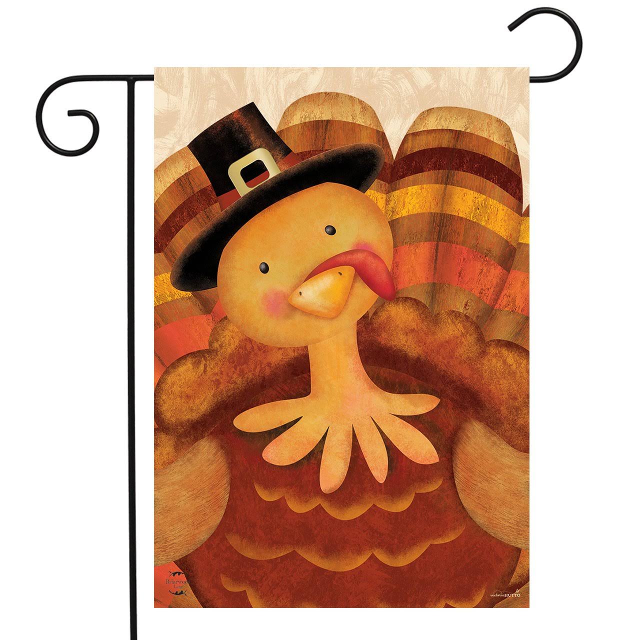 Thanksgiving Turkey Pilgrim Garden Flag