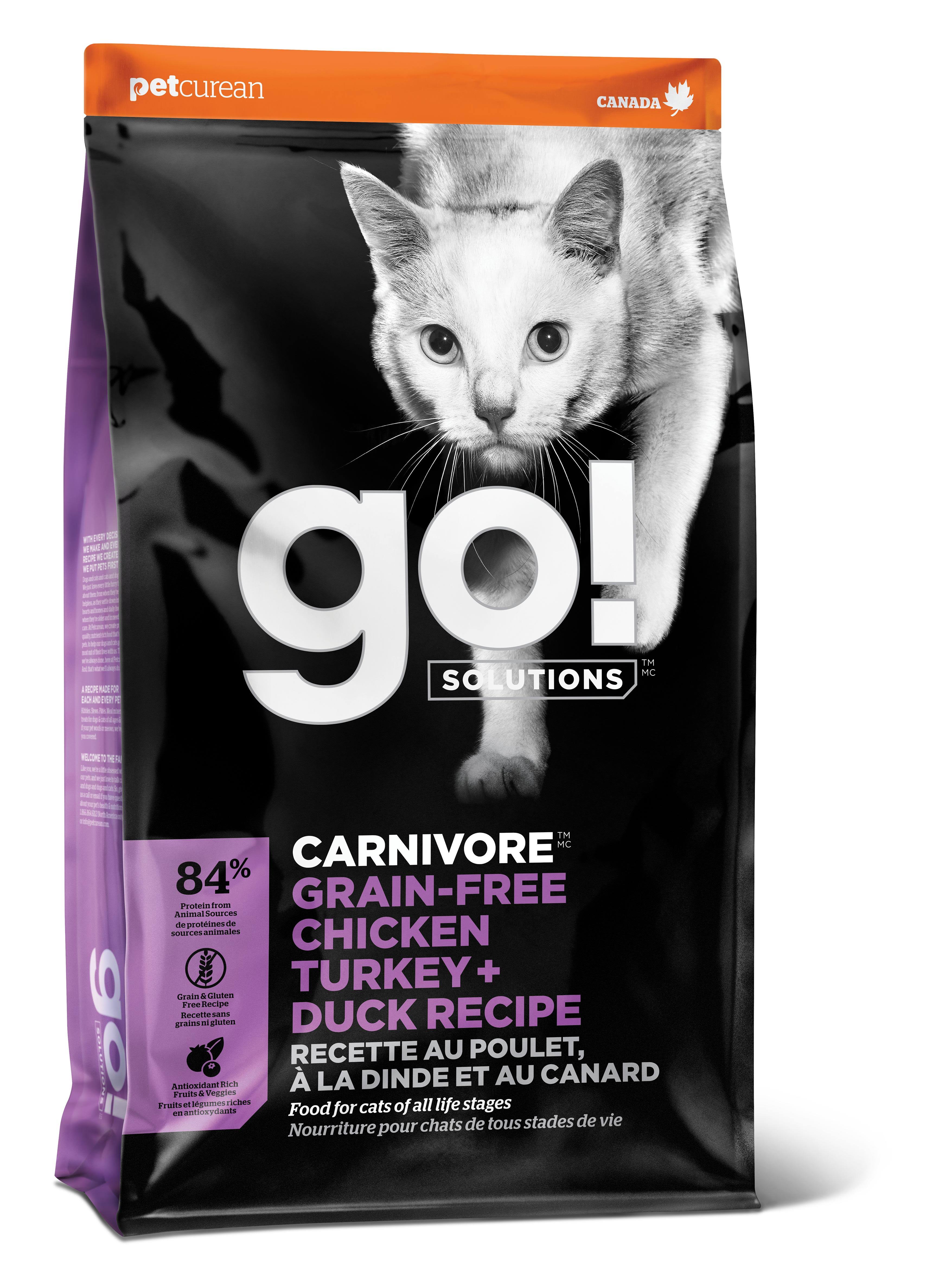 Go! Solutions Carnivore Grain Free Chicken, Turkey, & Duck Recipe Dry Cat Food, 8 lb