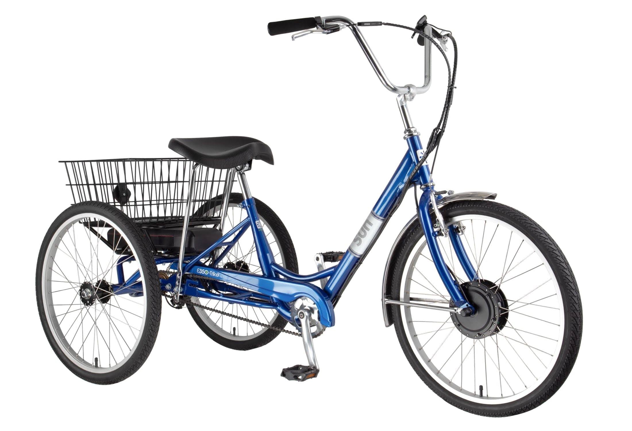 Sun Bicycles Trike Sun Adult E350 P-BU 24 Electric 1sp w/White Basket*