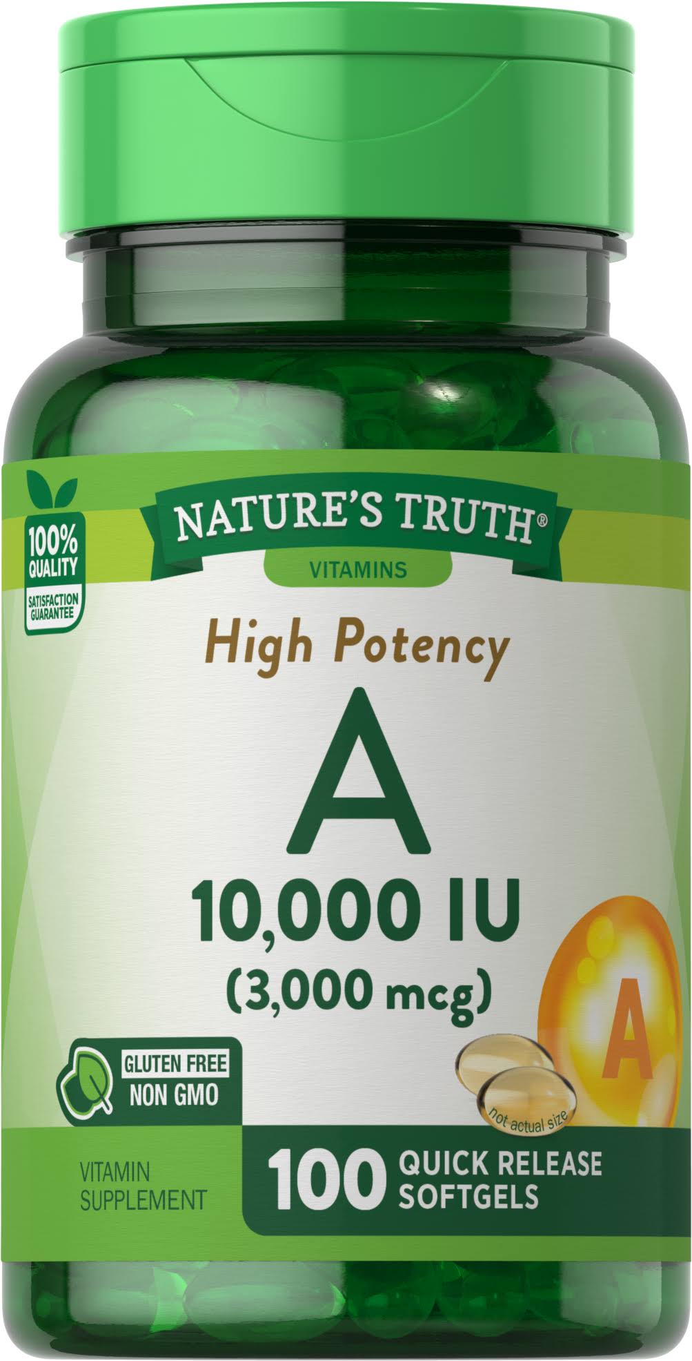 Natures Truth Vitamin A 10,000 IU Quick Release Softgels, 100 Count