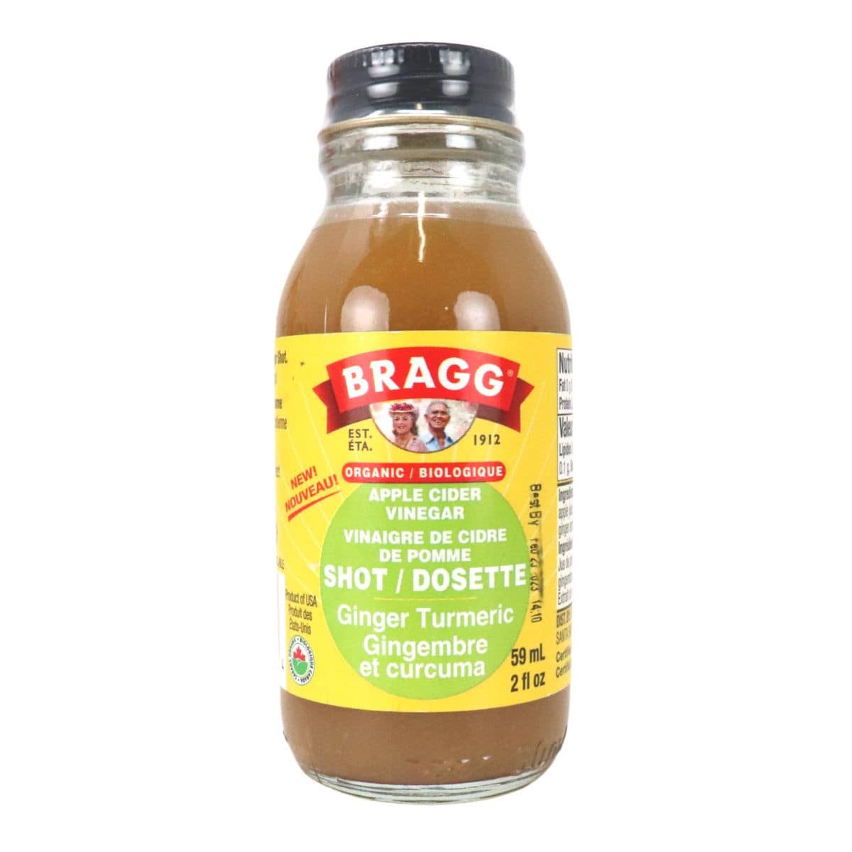 Bragg Organic Apple Cider Vinegar Prebiotic Shot Ginger Turmeric, 59ml