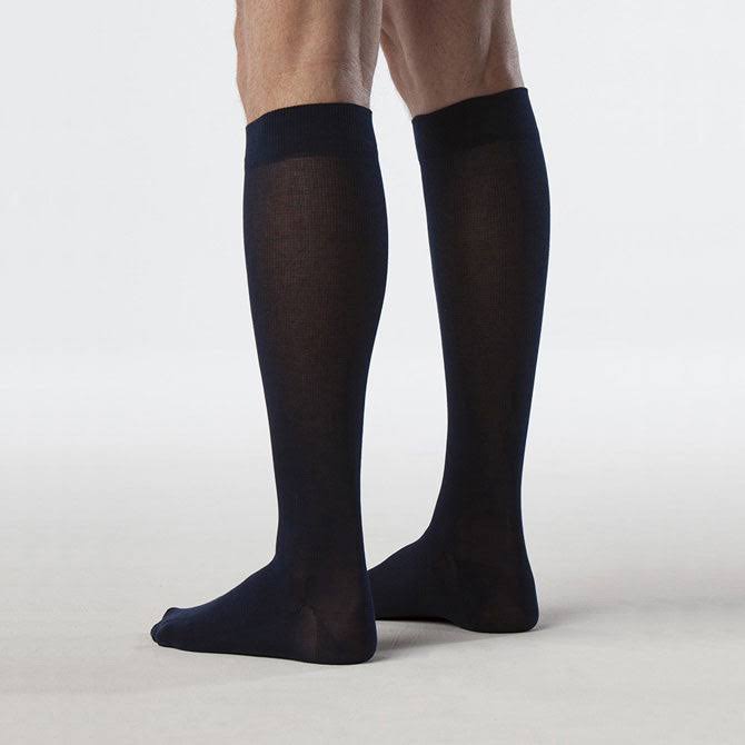 Sigvaris Men's Sea Island Cotton Compression Socks, Black, C