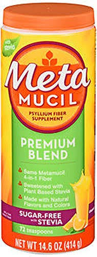 Metamucil Premium Blend Fiber Powder Supplement - Orange, 72 Servings