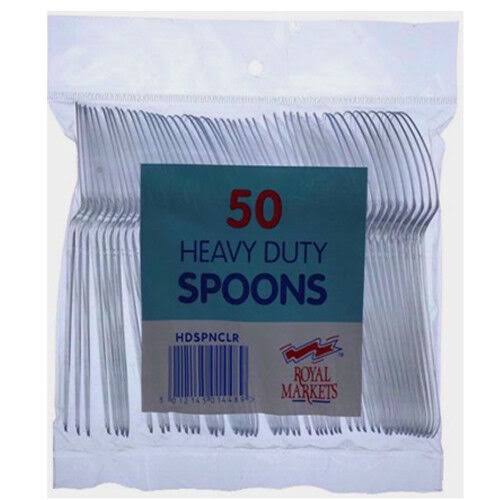 Royal Heavy Duty Plastic Spoons - 50pk, Clear