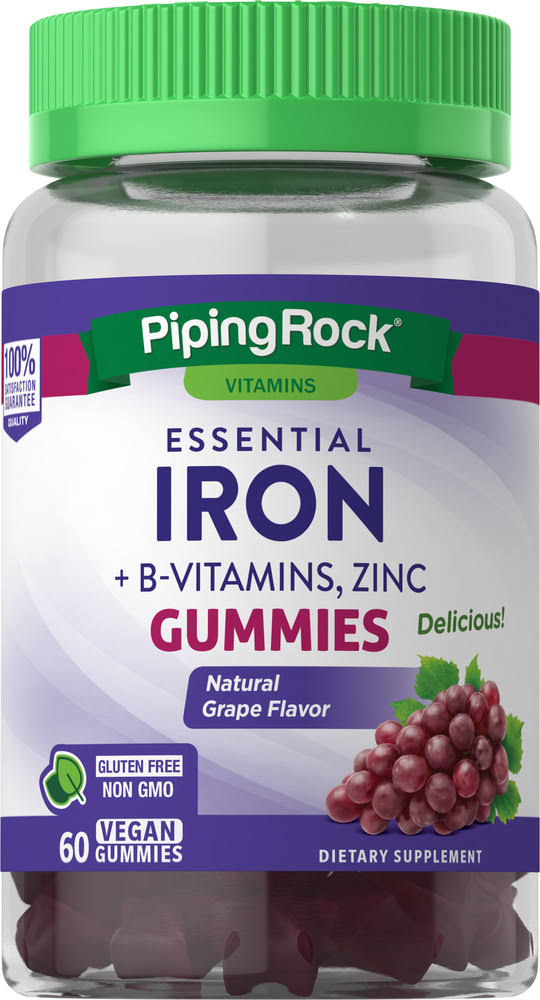 Nature's Truth, Essential Iron + B-Vitamins, Zinc, Natural Grape, 60 Vegan Gummies