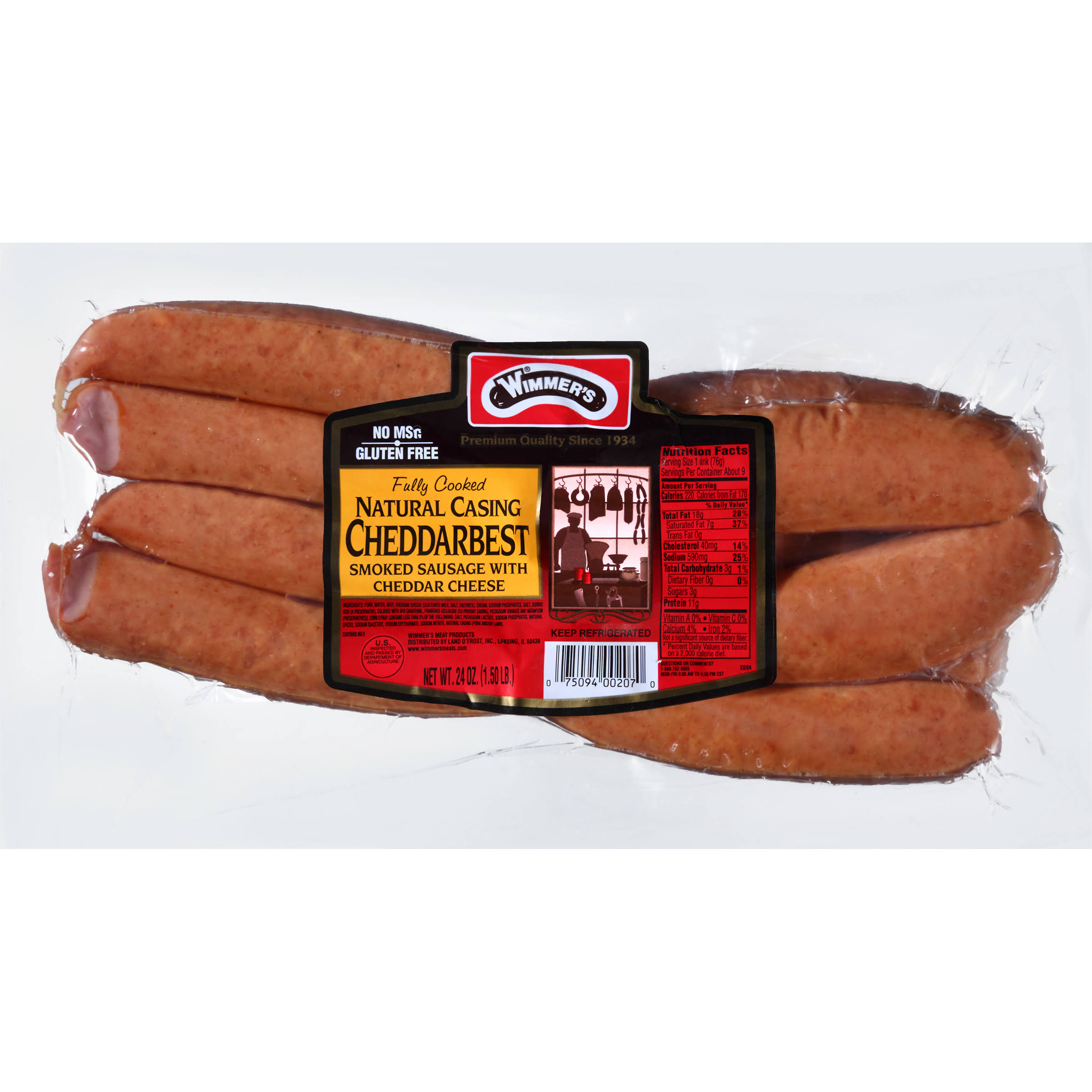 Wimmer's Natural Casing Cheddarbest with Cheddar Cheese Smoked Sausage