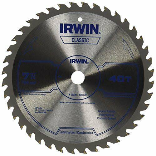 Irwin Tools Classic Series Steel Corded Circular Saw Blade - 7 1/4", 40T