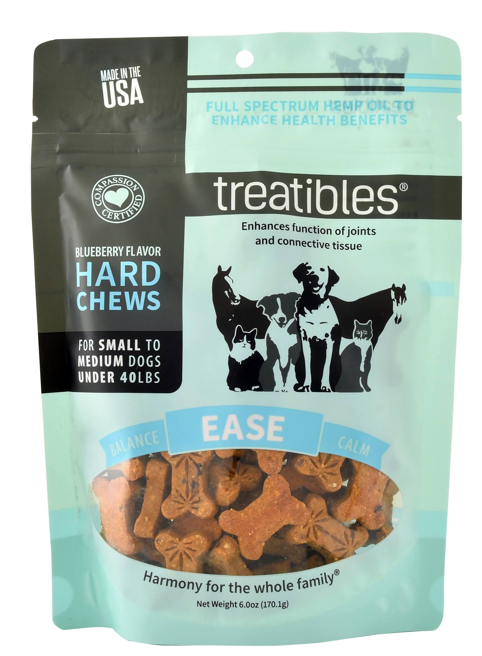 75 ct Treatibles Small-Medium Dog Grain-Free Hemp Hard Chews