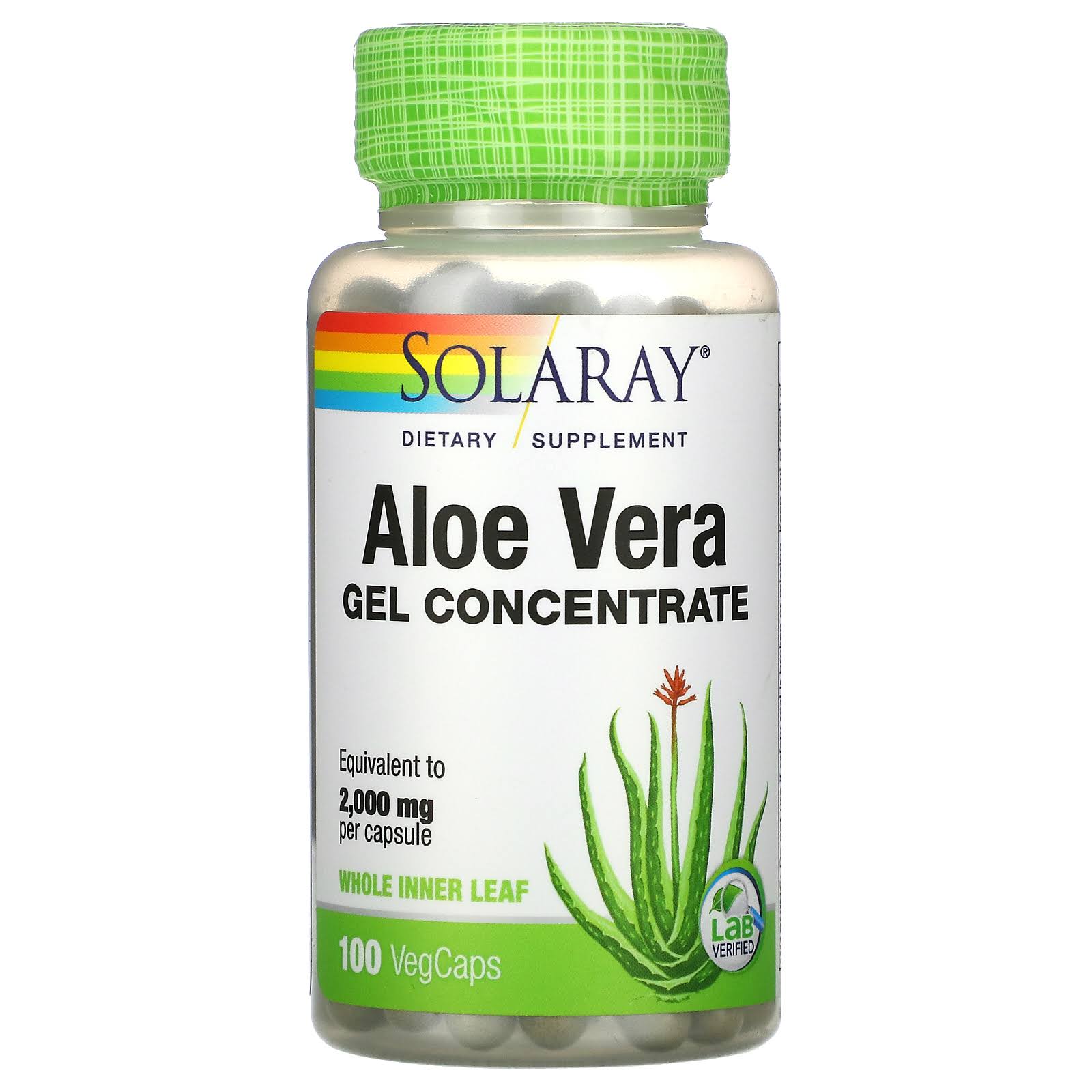 Solaray Aloe Vera Gel - 2000mg, 100 Capsules