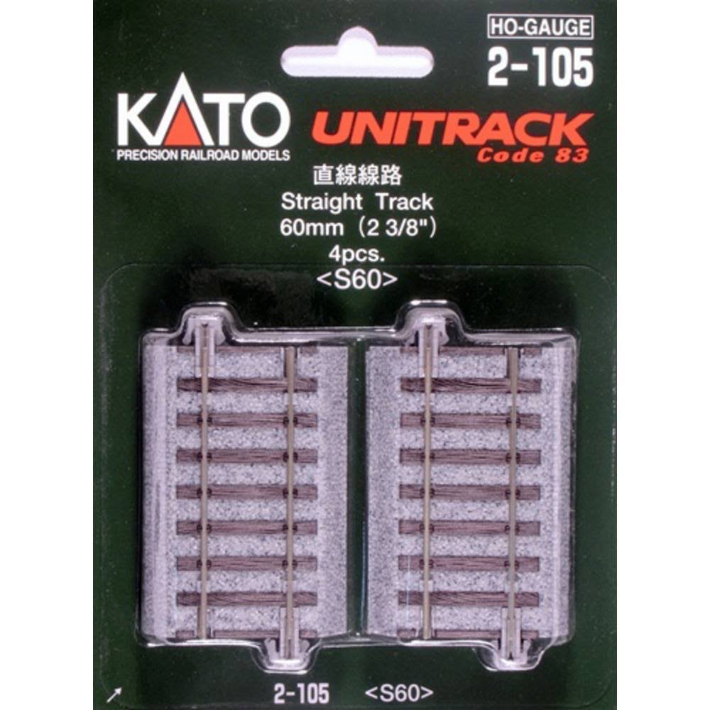 Kato Unitrack 2-105 Straight Track - 2 3/8", 4pcs, 60mm