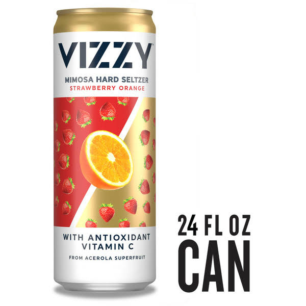 Vizzy Mimosa Hard Seltzer Strawberry Orange, 5% ABV, Seltzer Single, 24 fl oz Can