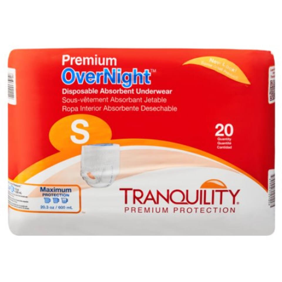 Tranquility Premium OverNight Disposable Absorbent Underwear - Small, 80ct