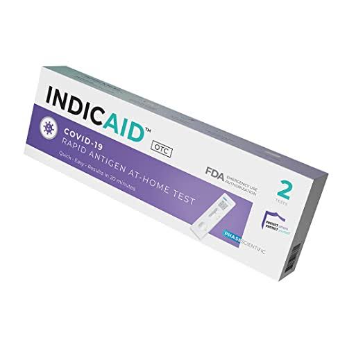 INDICAID Covid-19 Rapid Antigen At-Home Test (2-Pack) - 4 Easy Steps & Results in 20 Minutes - Covid OTC Nasal Swab Test
