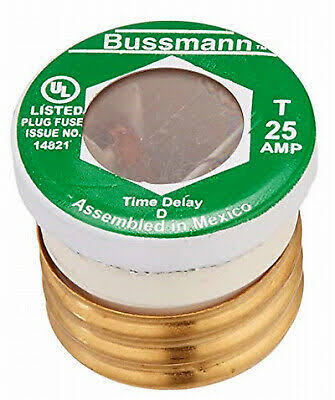 Cooper Bussmann Time Delay Plug Fuse - 2-Pack, 25 Amp