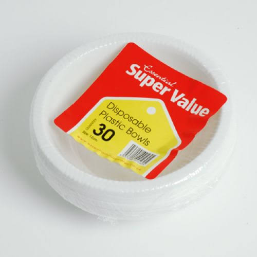 12cm White Plastic Bowls (Pack Quantity 30)