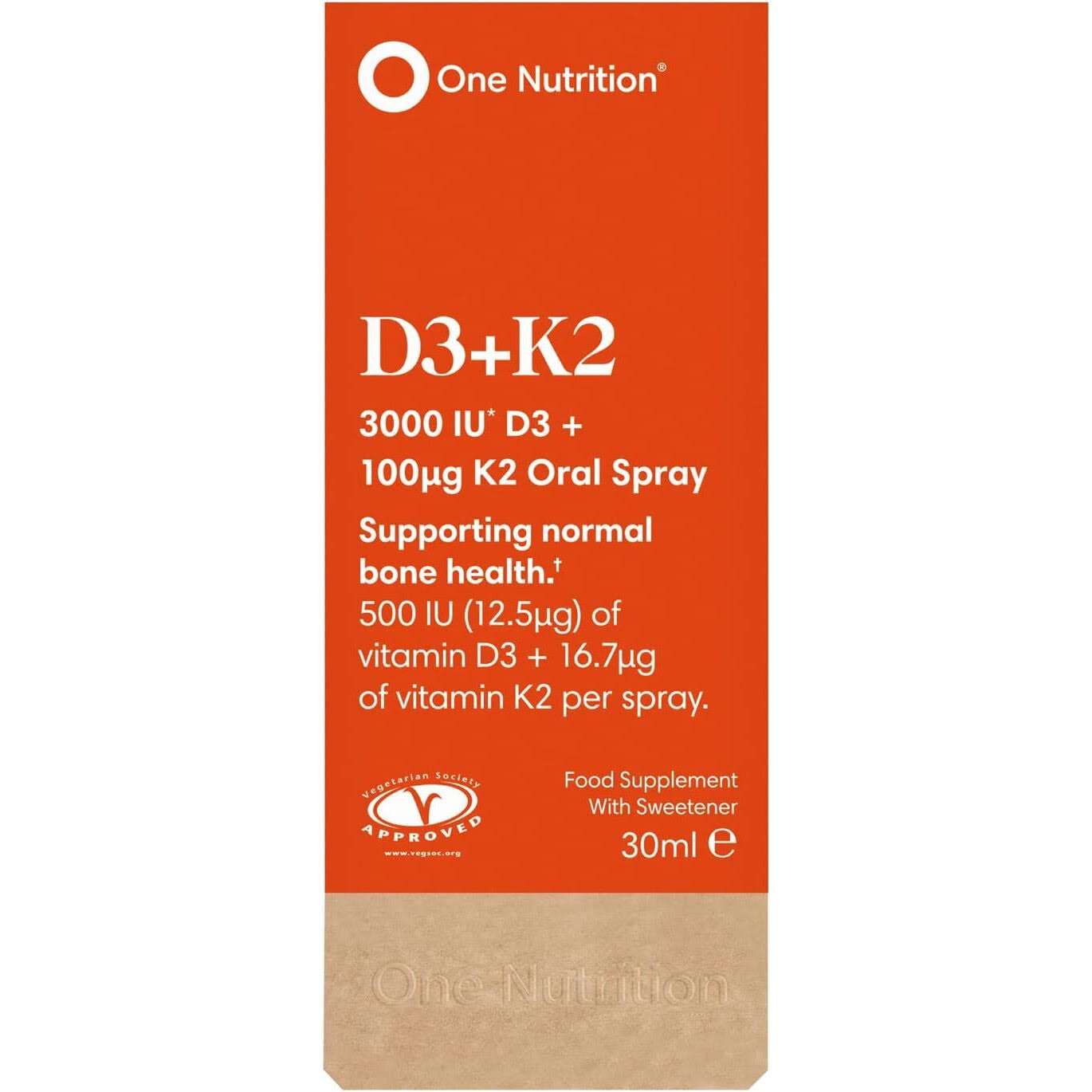 One Nutrition Vitamin D3 + K2 Spray 30ml (ONE048)