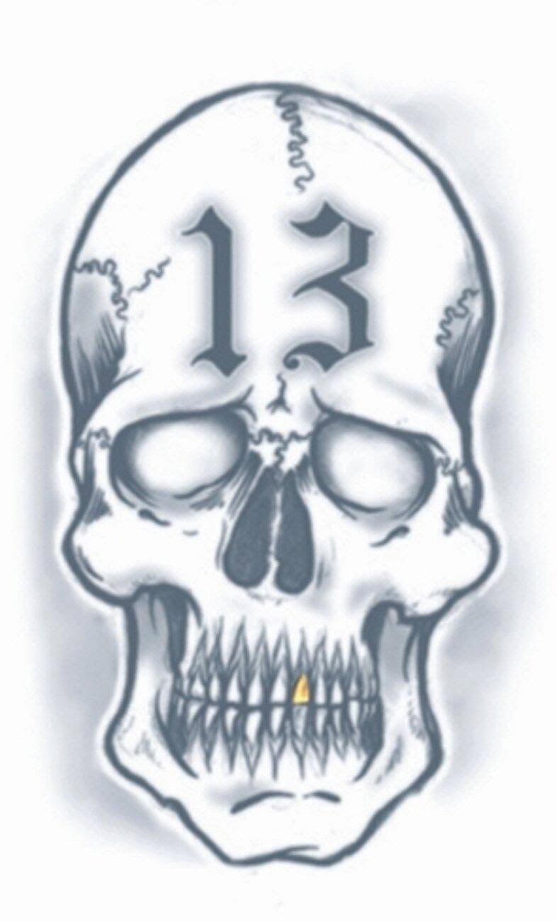 Tinsley Transfers 13 Skull Prison Temporary Tattoo