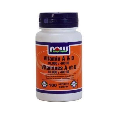 Now Vitamin a and D Supplement - 10000iu and 400iu, 100 Softgels