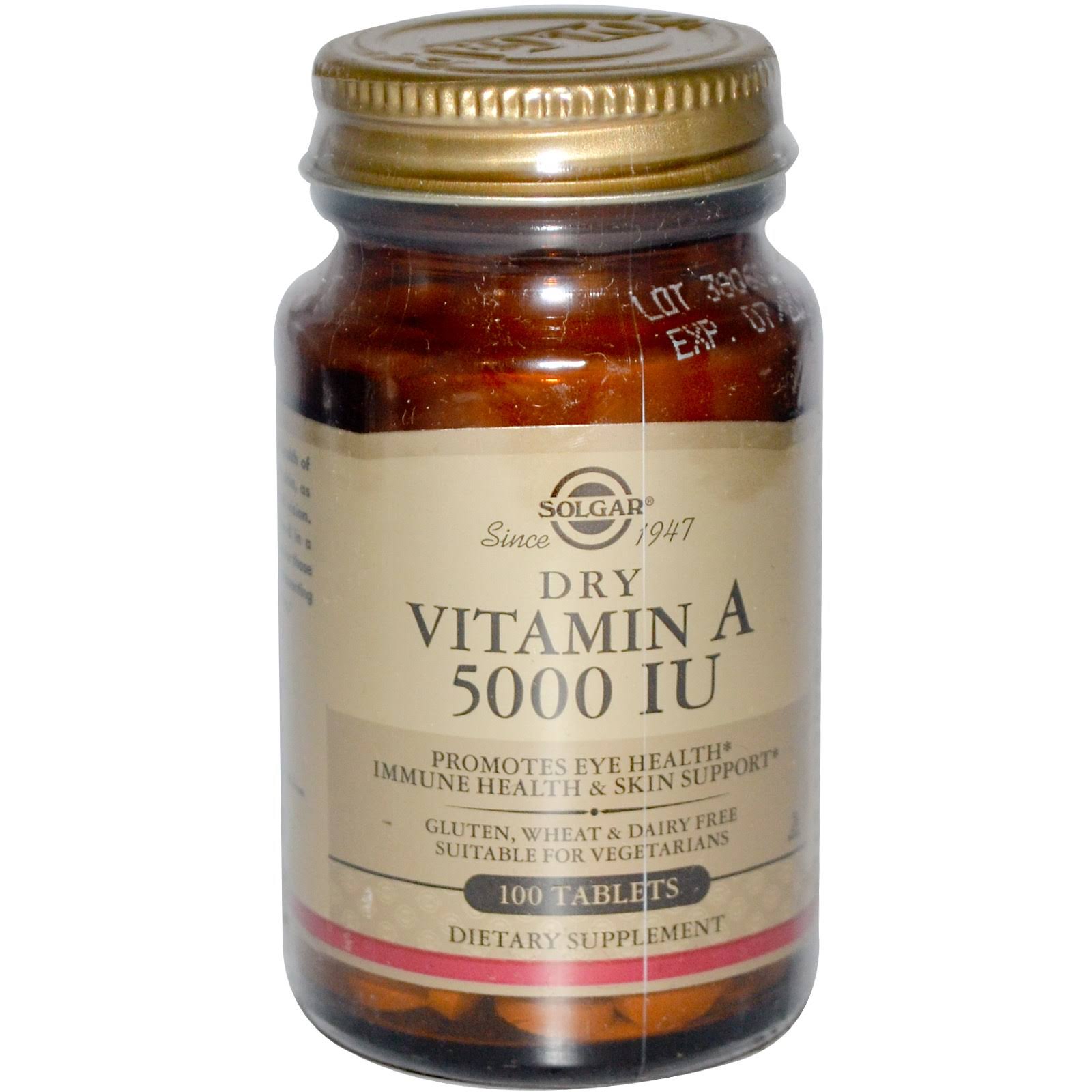 Solgar Dry Vitamin A Dietary Supplement - 100 Tablets