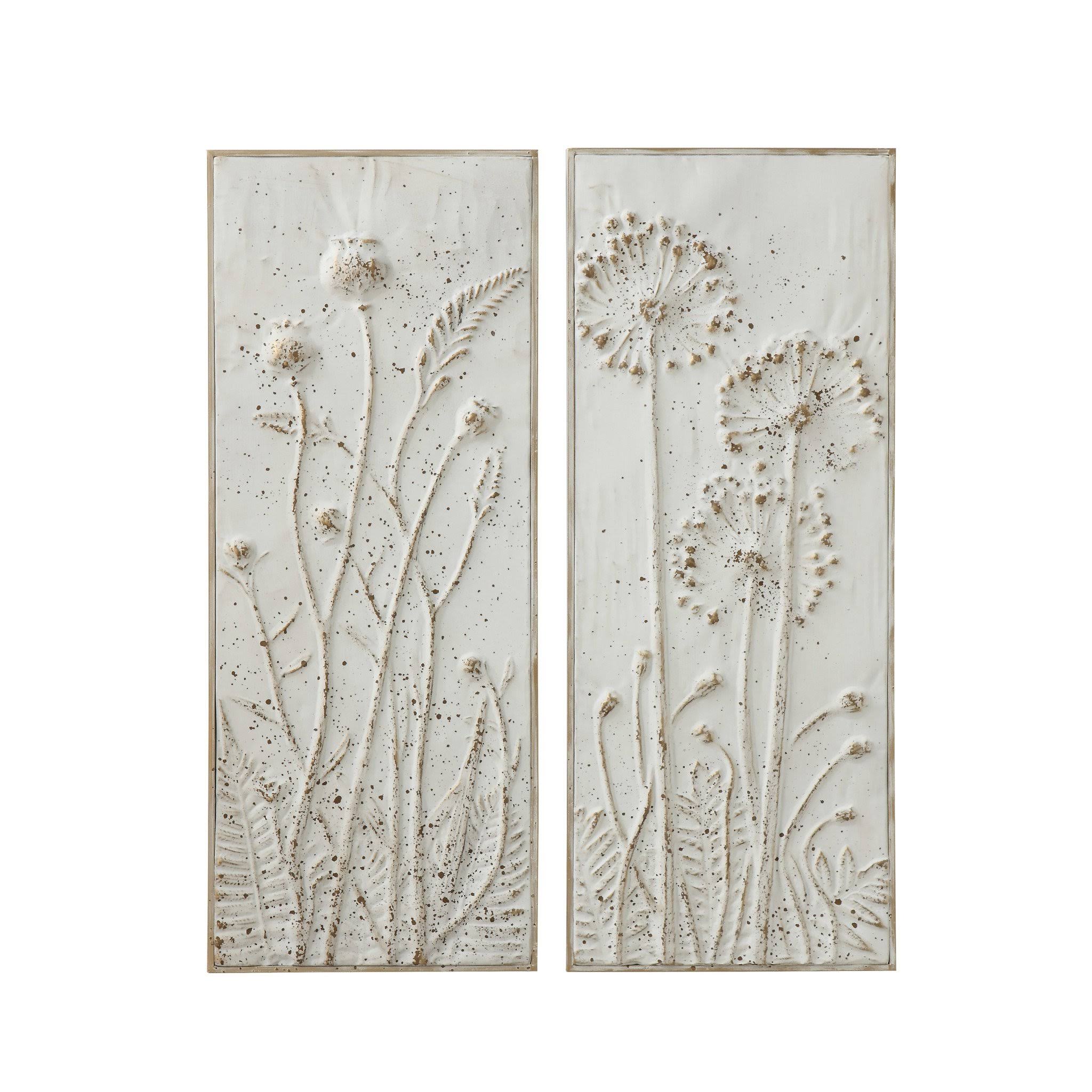 Metal Wall Decor with Embossed Flowers