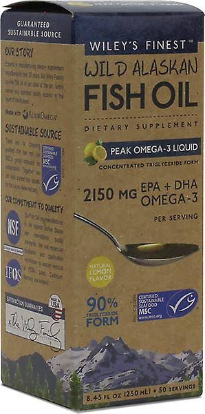Wiley's Finest Wild Alaskan Fish Oil Supplement - Peak Omega-3 Liquid, Lemon, 250ml