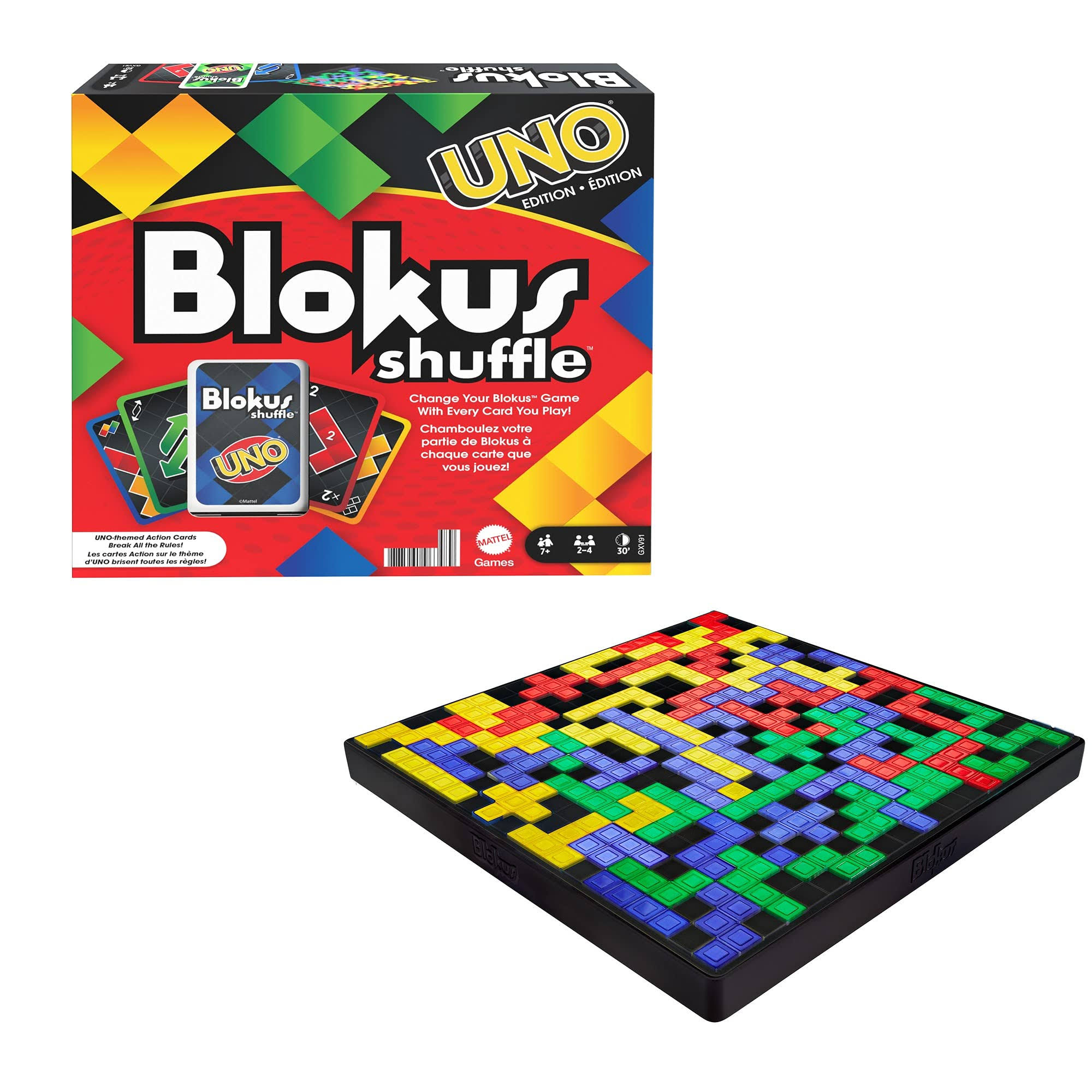 Mattel Games GXV91 - Blokus Shuffle: Uno Editie, vanaf 7 jaar