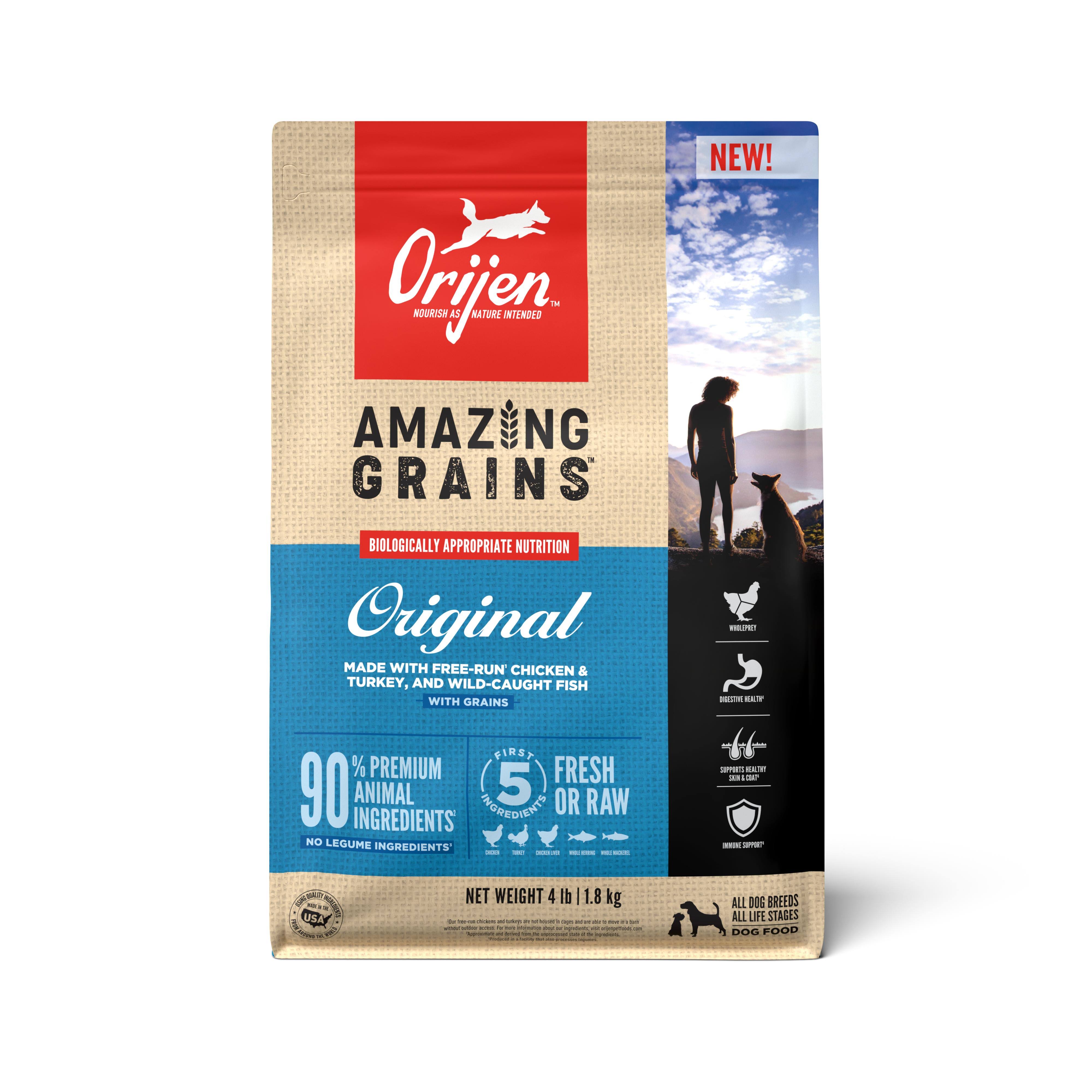 Orijen Amazing Grains Original High Protein Dry Dog Food, 4 lbs.
