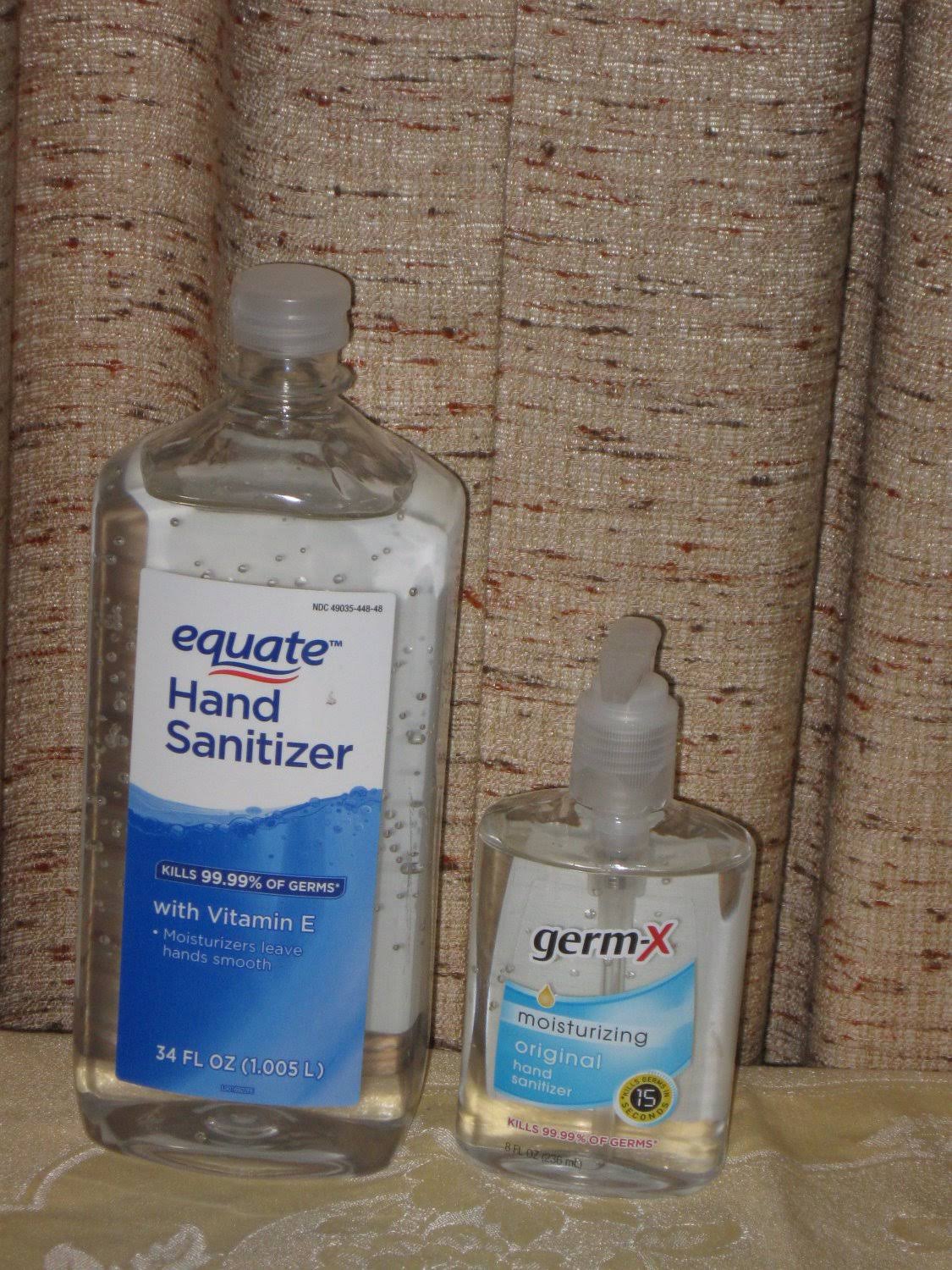 (1) 34oz Bottle Equate Hand Sanitizer & (1) 8oz Germ x Pump Bottle