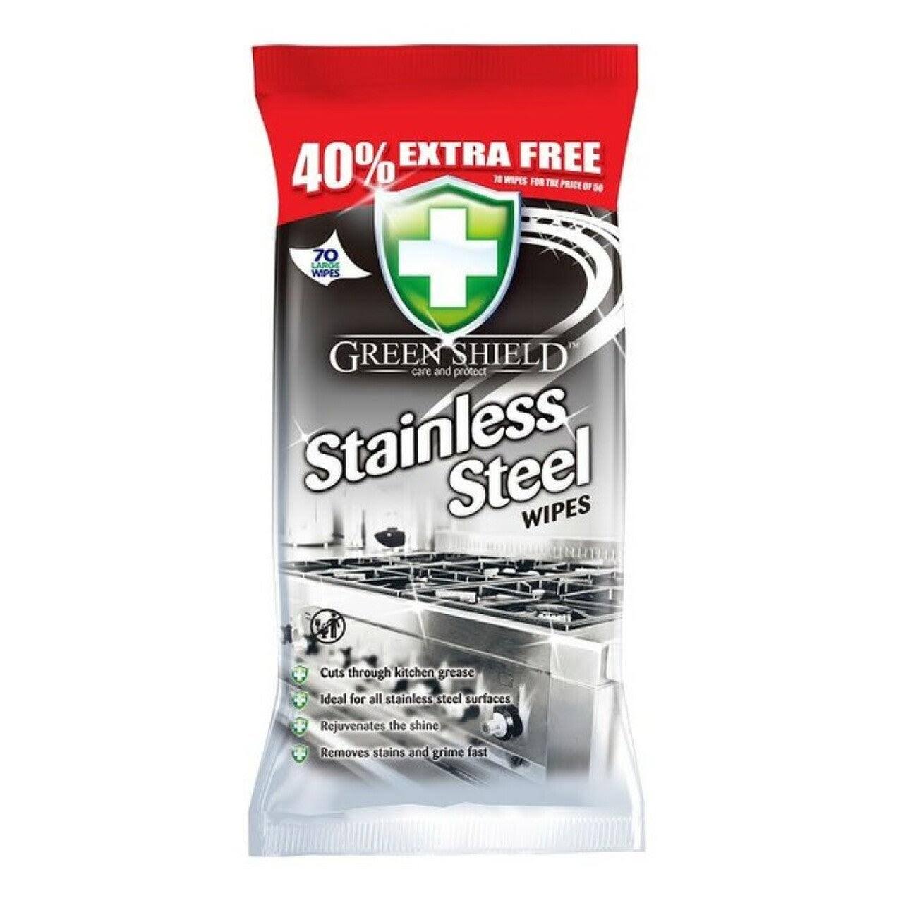Green Shield Stainless Steel Wipes - 70 PCS
