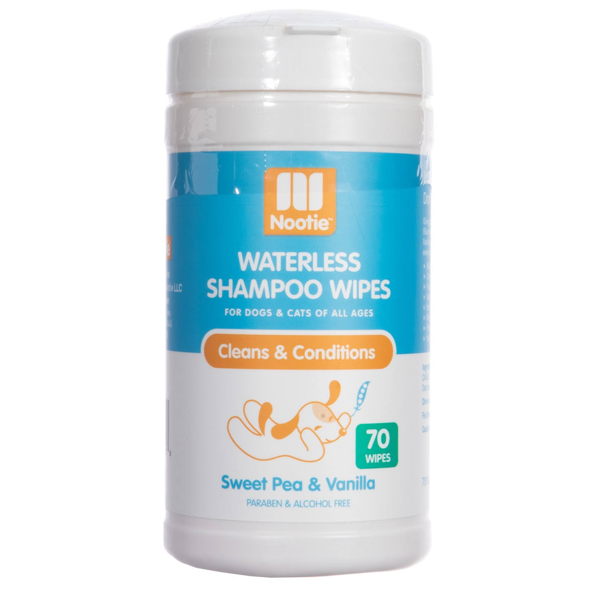 Nootie Waterless Shampoo Wipes, Sweet Pea & Vanilla, 70 Count