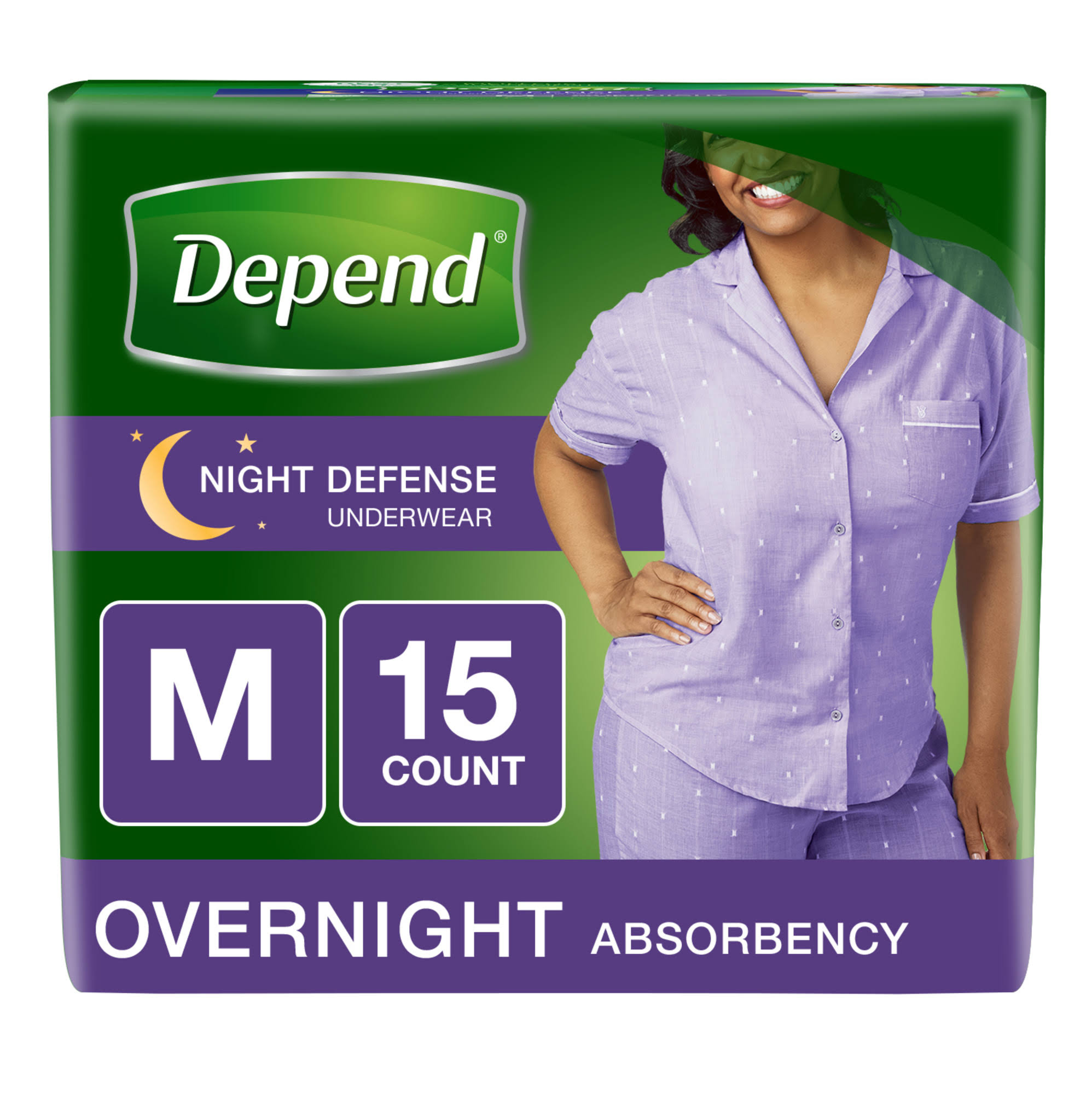 Depend Night Defense Incontinence Overnight Underwear for Women, Mediu