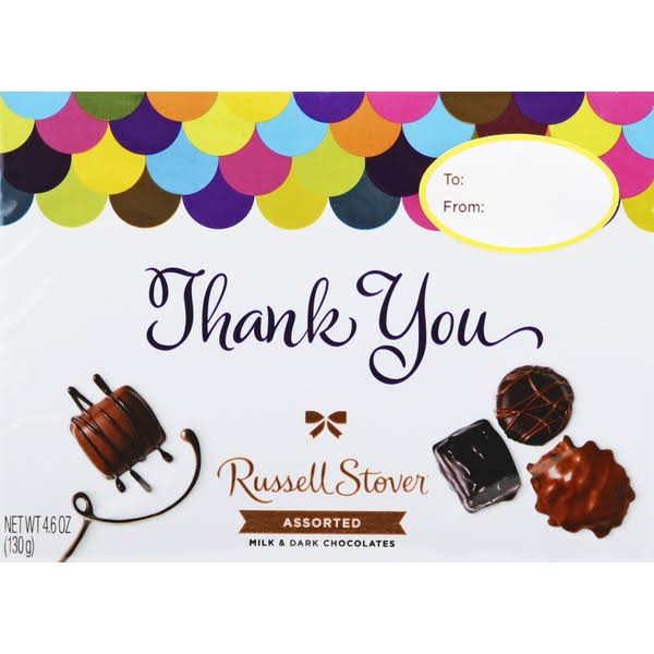 Russell Stover Chocolates, Milk & Dark, Assorted, Thank You - 8 pieces, 4.1 oz