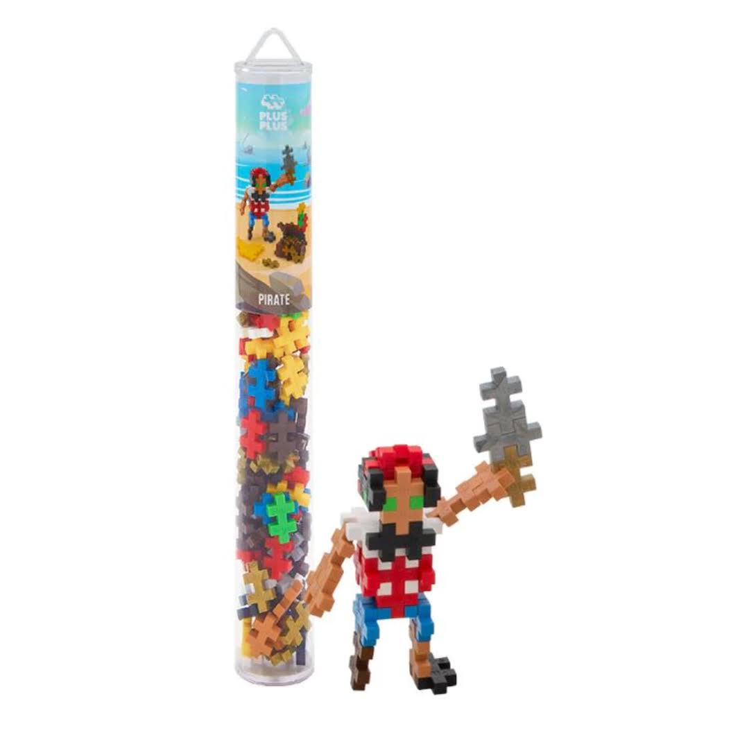 Plus Plus - Mini Maker Tube - Pirate - 70 Piece, Construction Building Stem / Steam Toy, Interlocking Mini Puzzle Blocks For Kids
