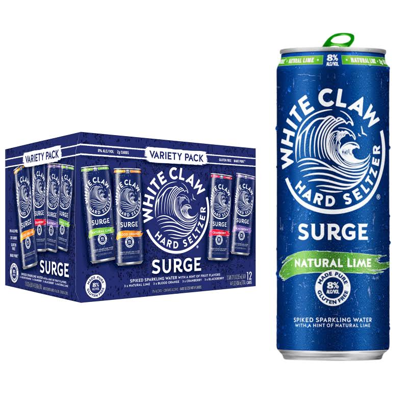 White Claw Beer, Assorted, Surge, Variety Pack - 12 pack, 12 fl oz cans