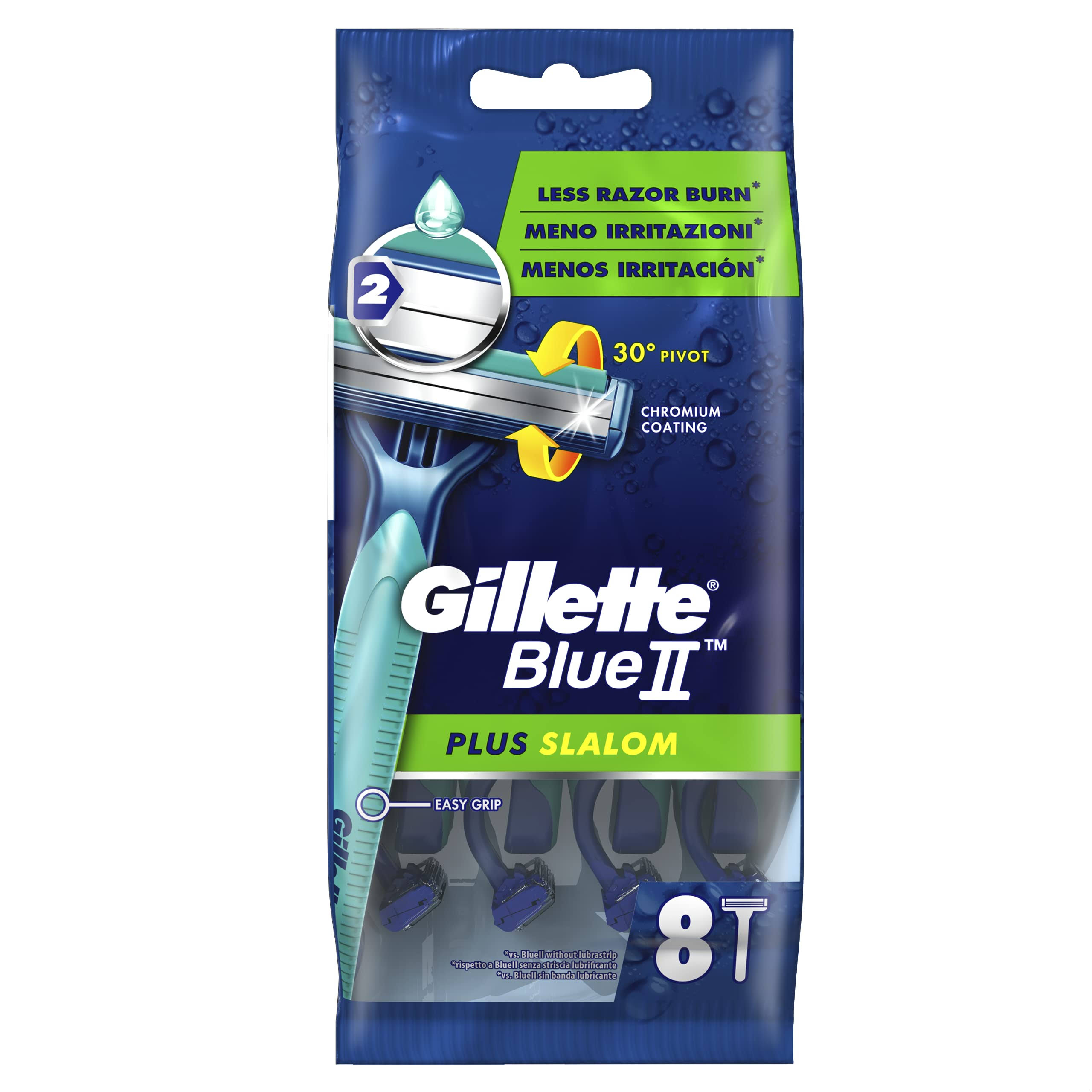 Gillette Men's Blue II Plus Slalom Disposable Razors - 8 Pack