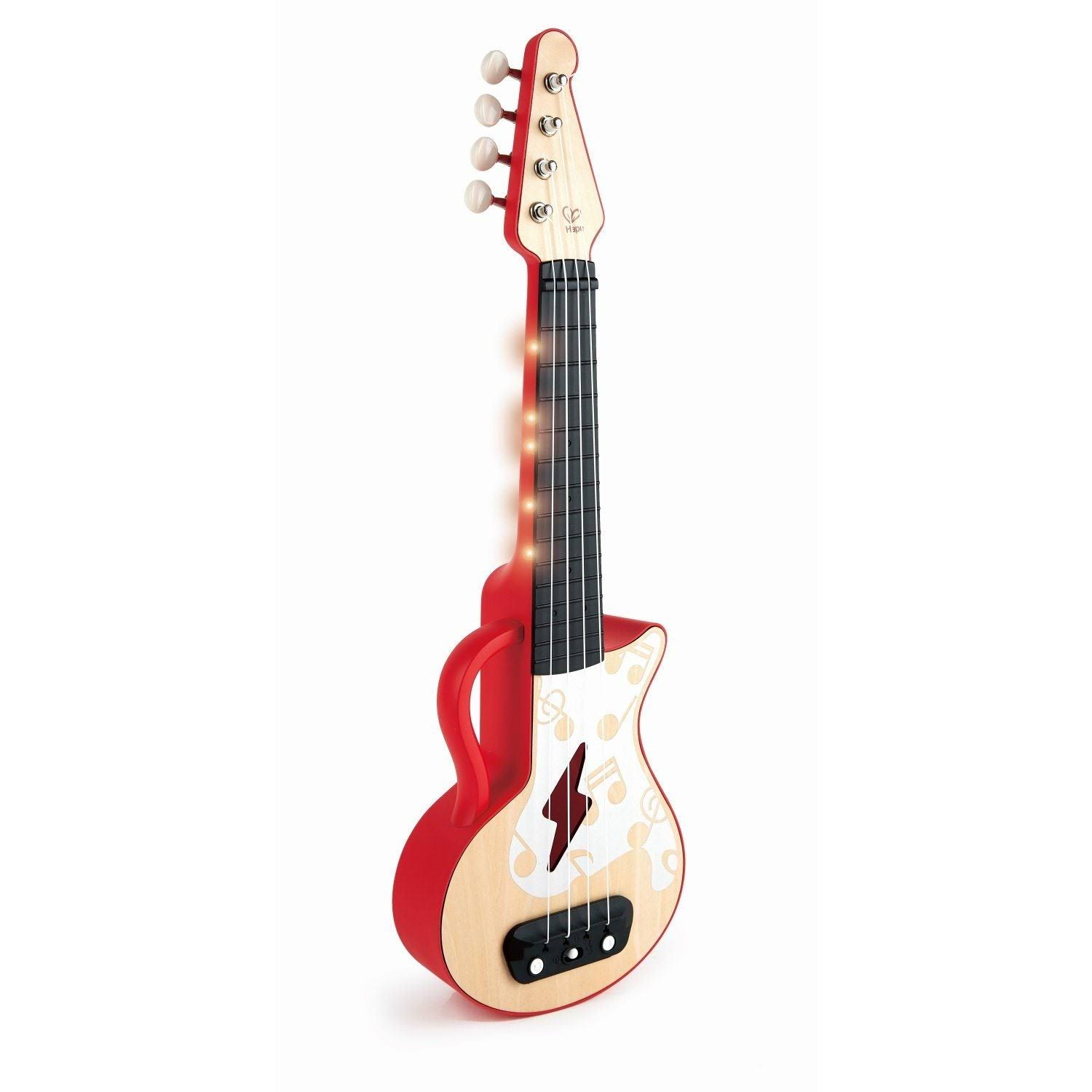 Hape Learn with Lights Electronic Ukulele Red | Leaning and Band Mode | Musical Instrument