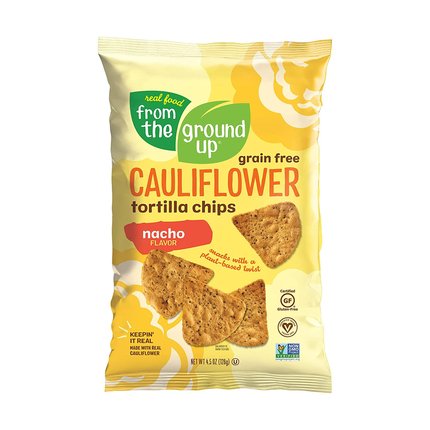 From The Ground Up – Cauliflower Tortilla Chips Nacho, 4.5 Oz