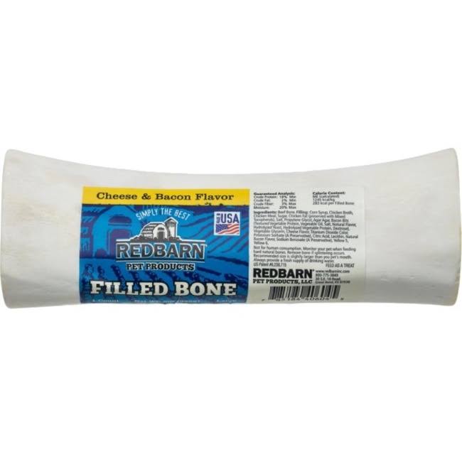 Redbarn Filled Bone Dog Treats - Cheese and Bacon, Large, 6"