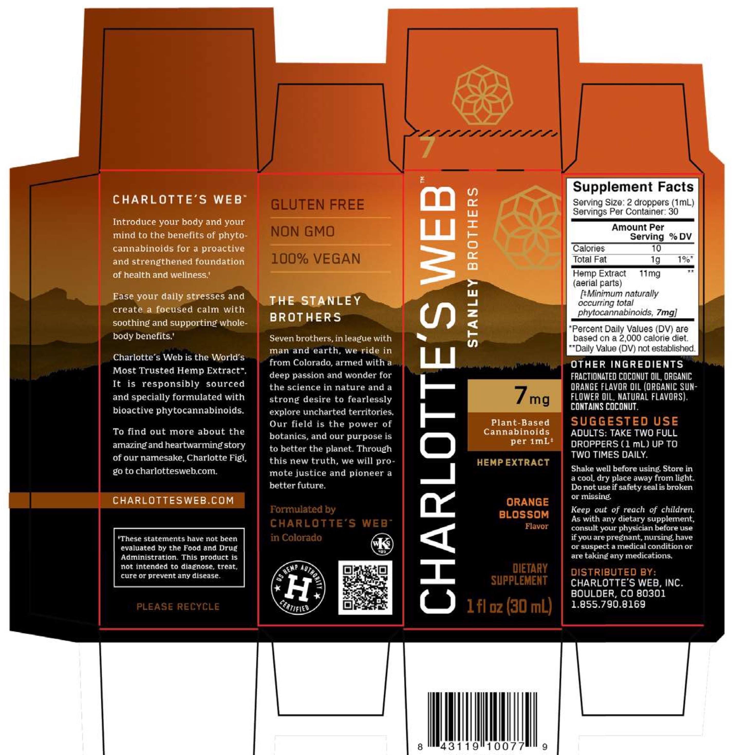 Charlottes Web Hemp Extract, 7 mg, Orange Blossom Flavor - 1 fl oz