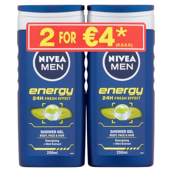 Nivea Men Energy Shower Gel - 250ml, 2pk