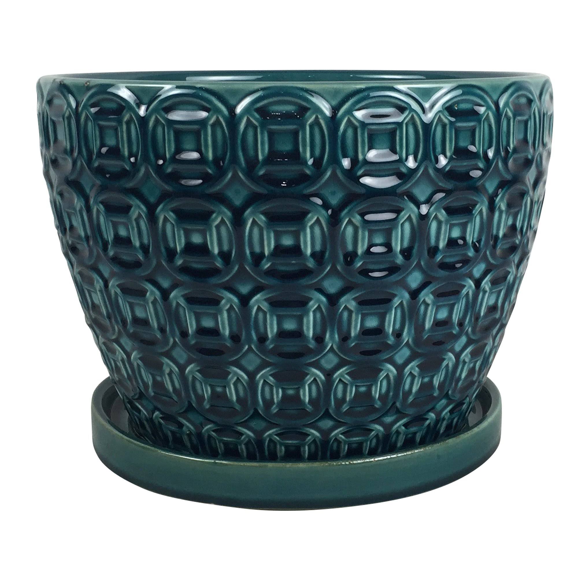 Southern Patio Mayer Seafoam Ceramic Pot - Blue, 12"