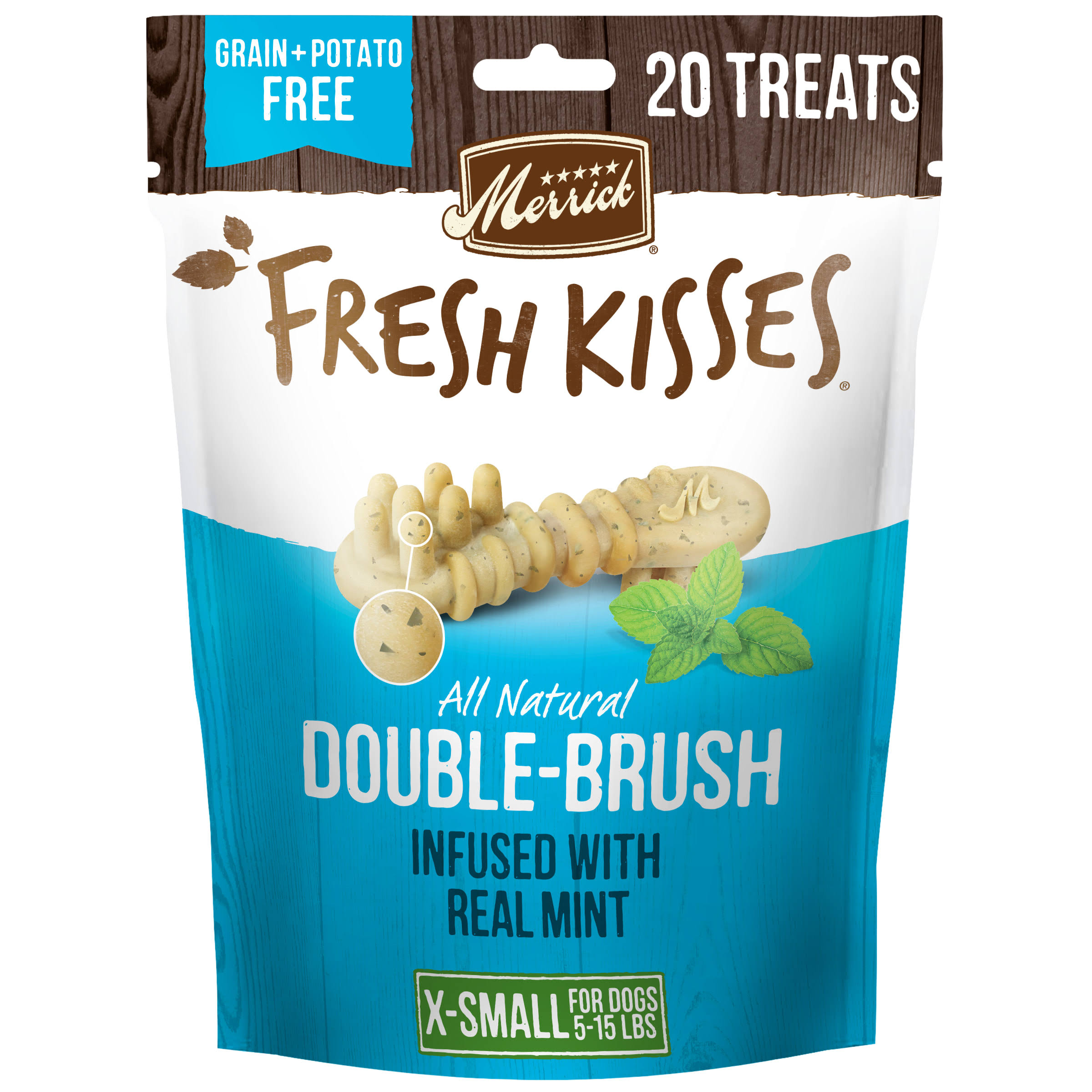Merrick Fresh Kisses Dental Dog Treats - Mint, XSmall Brush