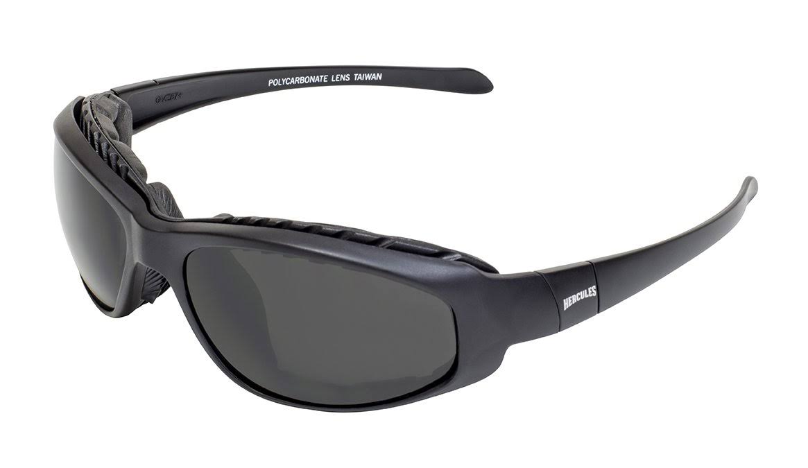 Global Vision Eyewear Herc 2 PL SM Hercules 2 Plus Safety Foam Padded Glasses, Smoke Lens, Frame, Black