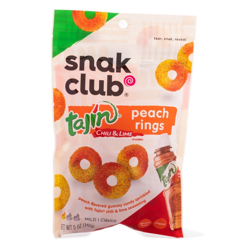 Snak Club Tajin Peach Rings, Chili & Lime, Mild - 5 oz