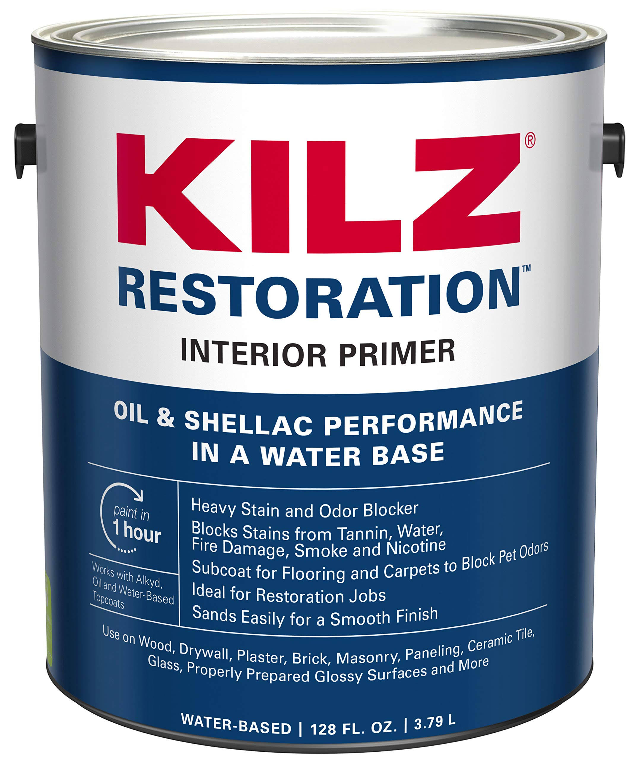 Kilz Max L200201 Water Based Interior Primer Sealer and Stain-Blocker - 1gal, White