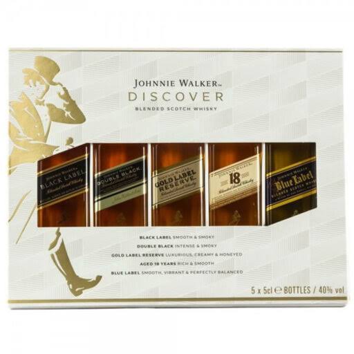 Johnnie Walker Whiskey, Scotch, Blended, Discover - 5 pack, 50 ml bottles