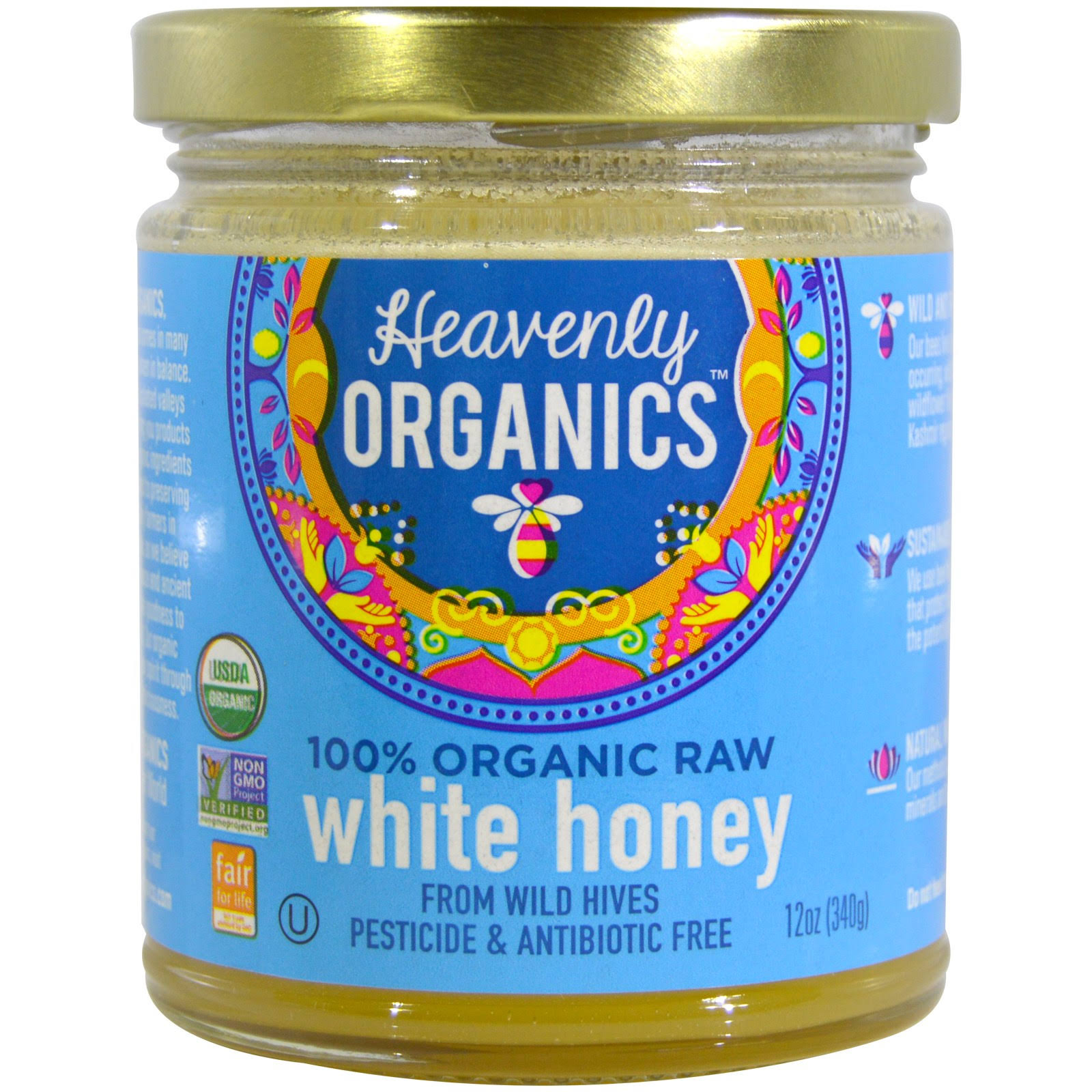 Heavenly Organics 100% Organic Raw White Honey - 12 oz